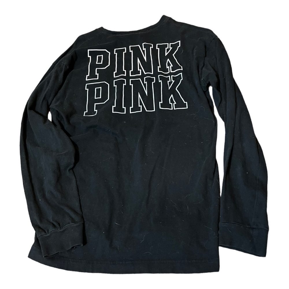Victoria Secret PINK long sleeve t shirt black with white logo size small